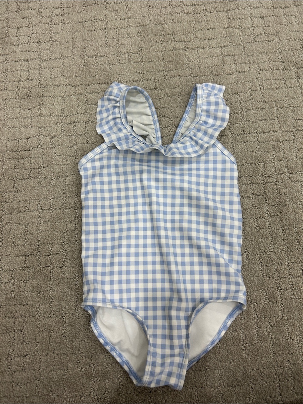 Carter's Blue and White Gingham Ruffle One-Piece Swimsuit